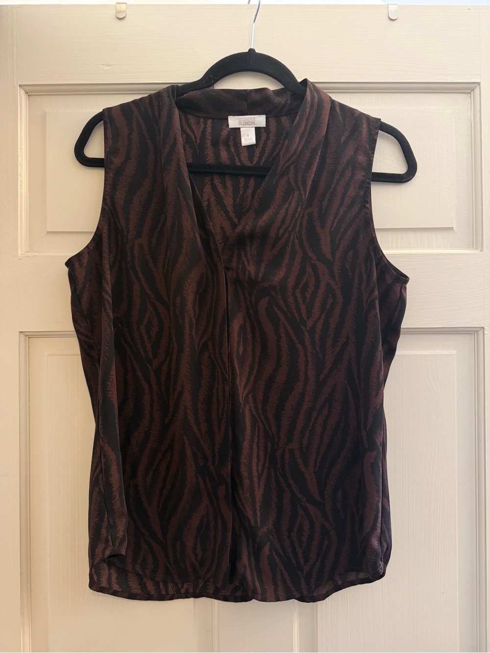 Sleeveless Brown Zebra-Print V-Neck Camisole